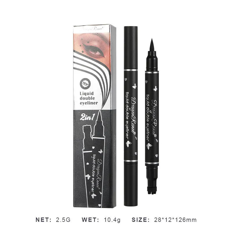 2 IN 1 Butterfly Seal Eyeliner Pen Star Waterproof Black Liquid Eye Liner Pencil
