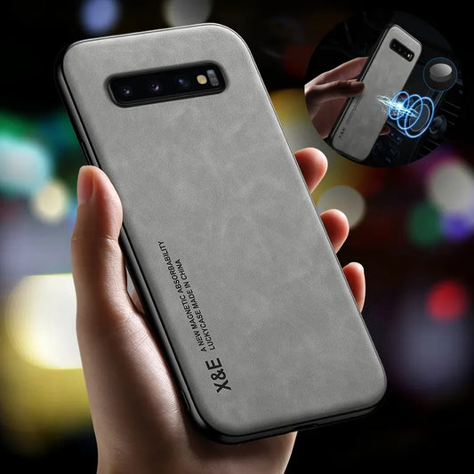 For Samsung Galaxy S8 S9 S10 Plus Case Luxury Leather Magnetic Car Holder Phone Case For Samsung S10E Note 8 9 10 Back Cover