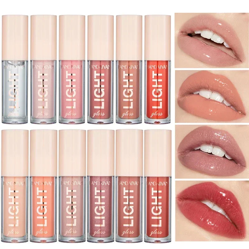 12 Colors Mirror Glitter Lip Gloss Waterproof Long Lasting Moisturizing Lipstick Shine